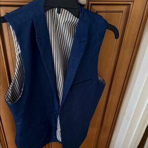 Source Unknown Navy Vest with Striped Lining